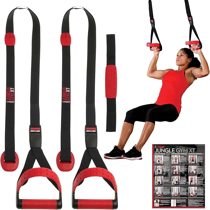 Lifeline Jungle Gym XT Body Weight Suspension Trainer System – Patented Split Anchor, Full-Body Workout, Lightweight Home Suspension Training Kit for Home Gym, Workout Equipment-StrideForce Fitness