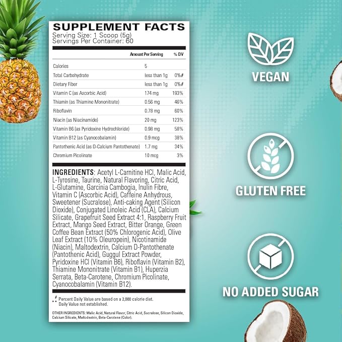 EHP Labs OxyShred Pre Workout Powder - Preworkout Powder with L Glutamine & Acetyl L Carnitine, Energy Boost Drink - Bahama Breeze, 60 Servings-StrideForce Fitness