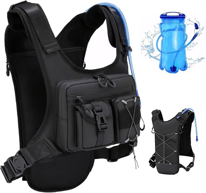 USA Original Patent Running Hydration Vest Backpack, Lightweight Chest Pack with 2.0L Water Bladder Bag Daypack for Hiking Running Cycling Race Marathon for Women Men-StrideForce Fitness