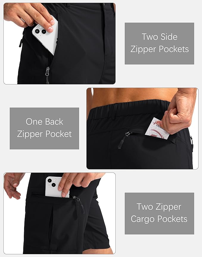 Pudolla Men's Hiking Cargo Shorts 9" Lightweight Outdoor Work Shorts for Men Travel Golf Camping Casual with 5 Zipper Pockets-StrideForce Fitness