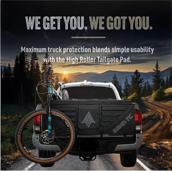 Send It. High Roller Tailgate Bike Pad V2 - Truck Accessories for Mountain Bikers, BMX Bikes, Ebikes & More (Mid Size)-StrideForce Fitness