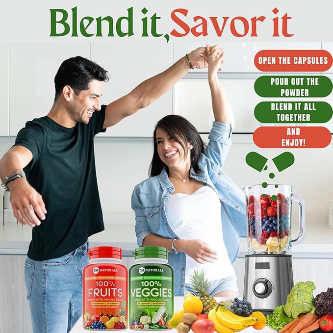 Fruit and Veggies Supplement Capsules | Fruit and Vegetables Capsules Vitamins Maintain Natural Balance,Fruits and Vegetables Supplements Supports for Energy Levels,Non-GMO-90 Count(Pack of 6)-StrideForce Fitness