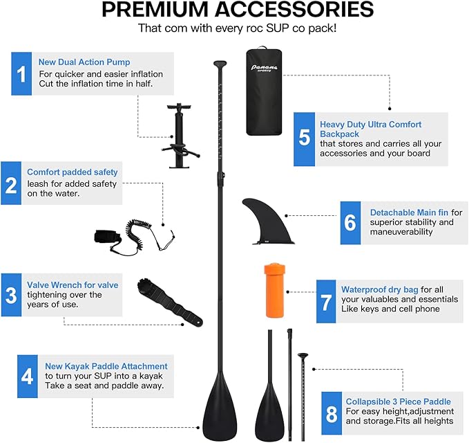 Panana Inflatable Stand Up Paddle Board, 10'x31 x6 SUP with Premium Paddle Board Accessories Kit, Anti-Slip EVA Deck for Adults Youth of All Skill Levels-StrideForce Fitness