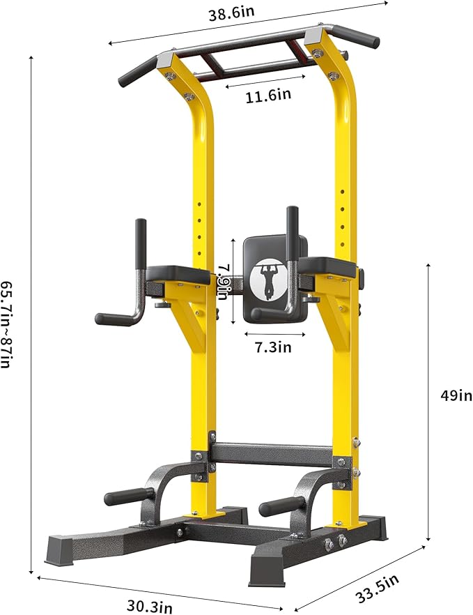 sogesfurniture Adjustable Dip Stands Assistive Trainer for Home Gym - 10-Level Height Wall-Saving Pull Up Bar, Dual Training Stands for Dip Push Up & Core Workout, Heavy Duty Steel Frame-StrideForce Fitness