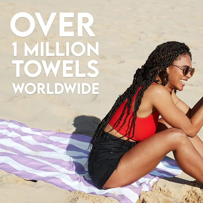 Dock & Bay Customized Beach Towel - Quick Dry, Sand Free - Compact, Lightweight - 100% Recycled - Includes Bag - Cabana Light - Lombok Lilac - Large-StrideForce Fitness