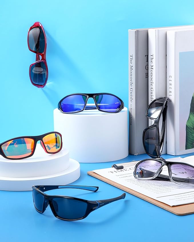 Frienda 6 Pack Polarized Sport Sunglasses for Men Multipack Fit over Glasses Pack Lot Set Men's Sport Fishing Eyeglasses-StrideForce Fitness