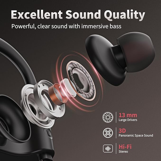 JOYWISE Wireless Bluetooth 5.3 Wireless Headphones with 16Hrs Long Battery, Stereo IPX7 Waterproof in-Ear Earphones, Noise Cancelling Headphones for Running, Black&Pink-StrideForce Fitness