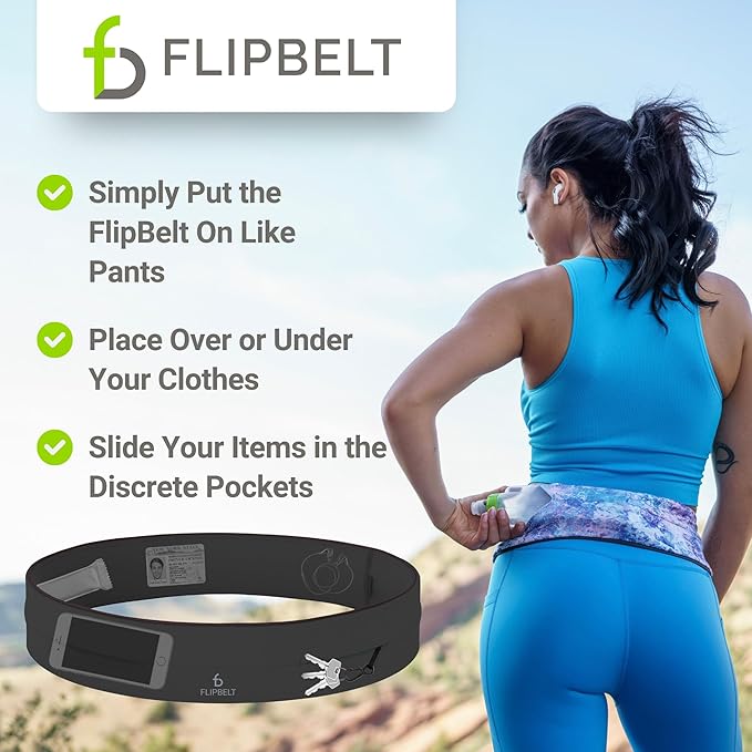 FlipBelt Classic Running Belt, Running Fanny Pack for Women and Men, USA Company-StrideForce Fitness
