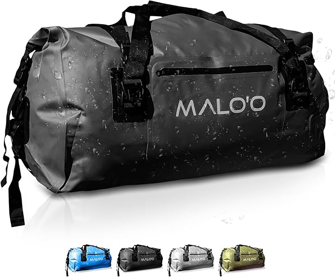 Malo'o Waterproof Dry Bag Duffel 40L/60L/100L, Roll Top Duffel Keeps Gear Dry for Kayaking, Rafting, Boating, Swimming, Camping, Hiking, Beach, Fishing - Internal & External Pockets and Molle Loops-StrideForce Fitness