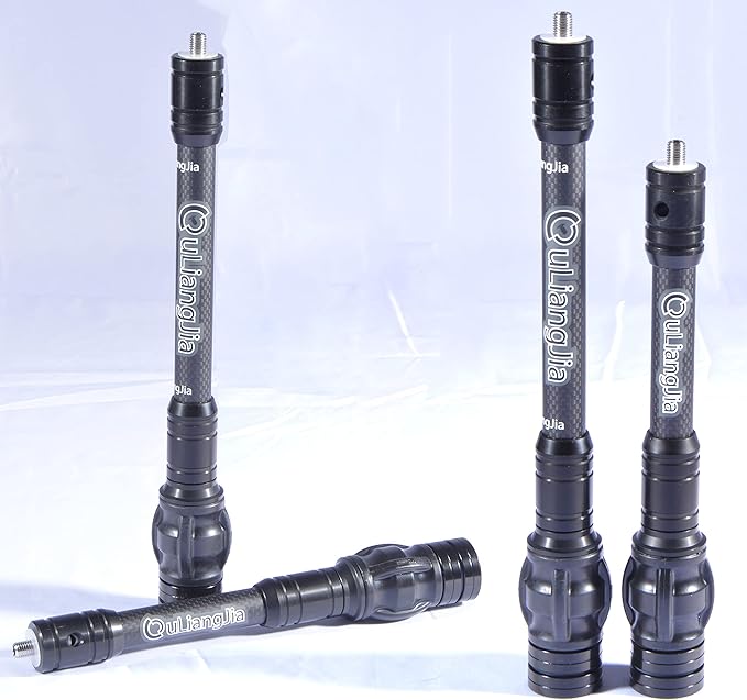 AMEYXGS Bow Stabilizer for Compound Bow, 6" 8" 10" 12" Rod Balance Bar with Damping System and Weights Shock Absorber for Compound Bow Archery Accessory-StrideForce Fitness