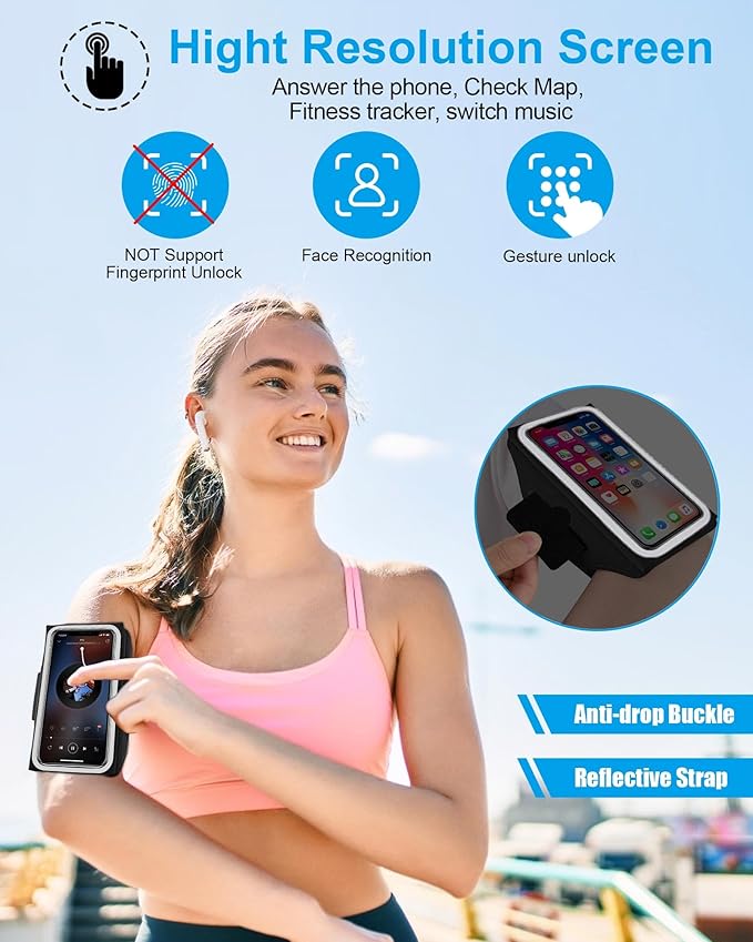 Arm Band for Phone for Running with Foldable Straps, 6.9‘’ Running Armband Phone Holder for iPhone 16 15 14 13 12 11 Pro Max Galaxy Pixel, Running Essentials for Women with Car Home Key Earphone Bag-StrideForce Fitness