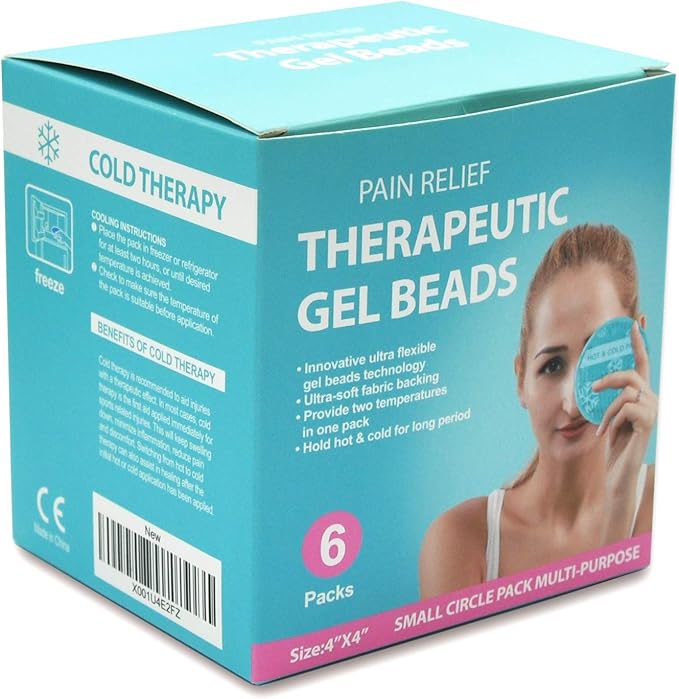 OLESILK Small Hot Cold 6 Packs, Reusable Round Gel Beads Ice Pack with Cloth Backing, Hot and Cold Therapy for Breastfeed Injury, Kids Pain Relief, Headache, Tired Eyes, Wisdom Teeth, Sinus Relief