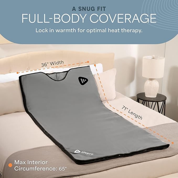 LifePro RejuvaWrap Infrared Sauna Blanket for Detox & Relaxation – Available in 5 Colors & 3 Models – Portable Far Infrared at Home Sauna for Muscle Relief, Circulation & Recovery – 9 Heat Levels-StrideForce Fitness