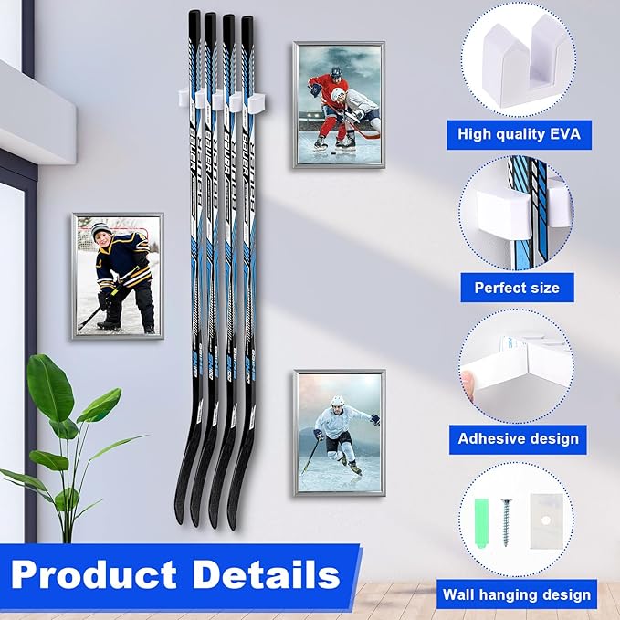 Yousoontic Hockey Stick Holder Wall Mount, 1-6 Stick Capacity, Ice and Field Hockey Organizer (Decor & Storage 2-in-1) for Home Garage Room Office Sports Decoration-StrideForce Fitness