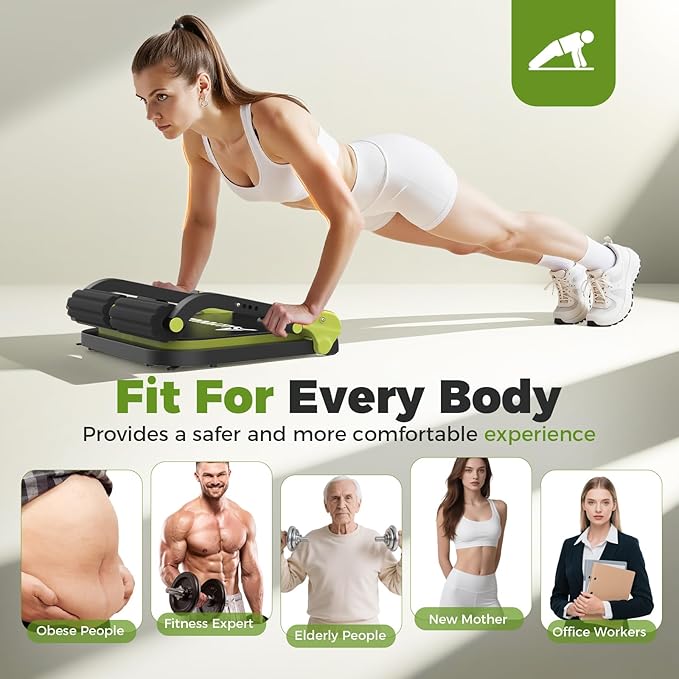 Ab Machine,Sit Up Exercise Equipment& Core Machine, Workout Equipment,Adjustable Ab Trainer with 3 Resistance Levels and Removable Auxiliary Handle,Home Gym Fitness Equipment for All Ages-StrideForce Fitness