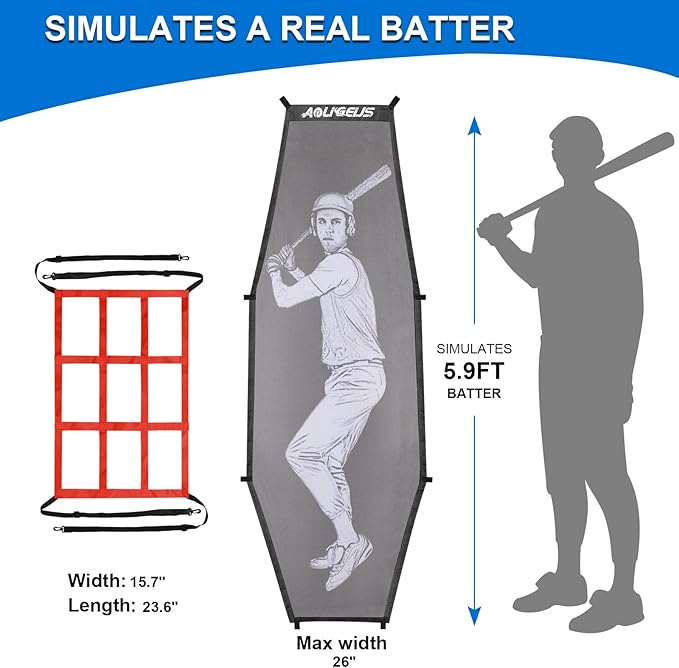 7'X7' Baseball Softball Practice Net,Pitching Net,Batting Net,with Baseball Tee,Bonus Strike Zone and Bow Frame,for Hitting,Pitching, Catching-StrideForce Fitness