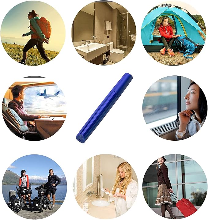 Travel Toothbrush Case, Portable Toothbrush Cover Container Storage Container, Breathable Design with Air Hole More Tube for Travel Hiking Camping and Business Trip (Deep Blue)