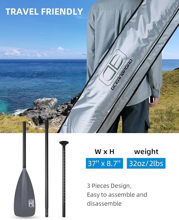 OCEANBROAD SUP Paddle - Adjustable Stand-Up Paddle for Paddleboard Kayak, Adjustable Aluminum Alloy Shaft with Reinforced Nylon Blades-StrideForce Fitness