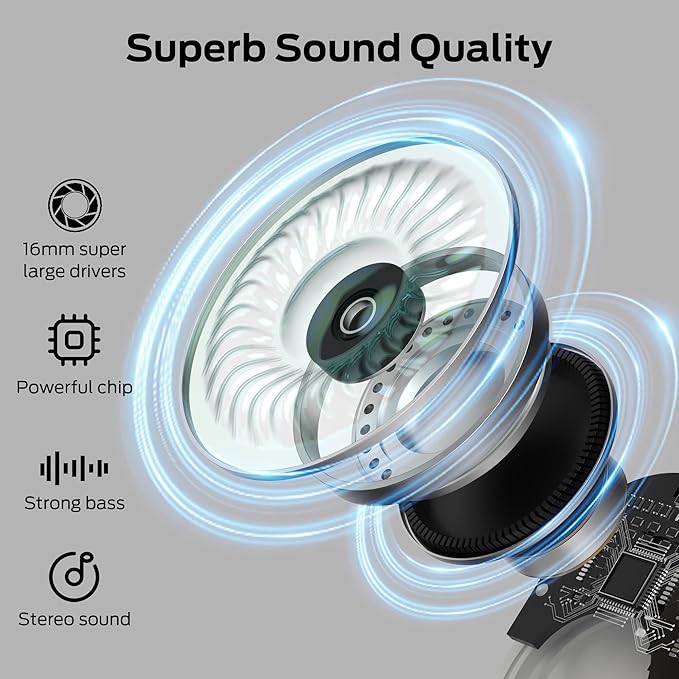 Monster Open Free AC100 Open Ear Headphones, Bluetooth 5.3 Wireless Headphones with Earhooks, Immersive Stereo Sound by Dual Large Driver, Clear Talk, 30H Playtime,Waterproof Sport Earbuds for Running-StrideForce Fitness