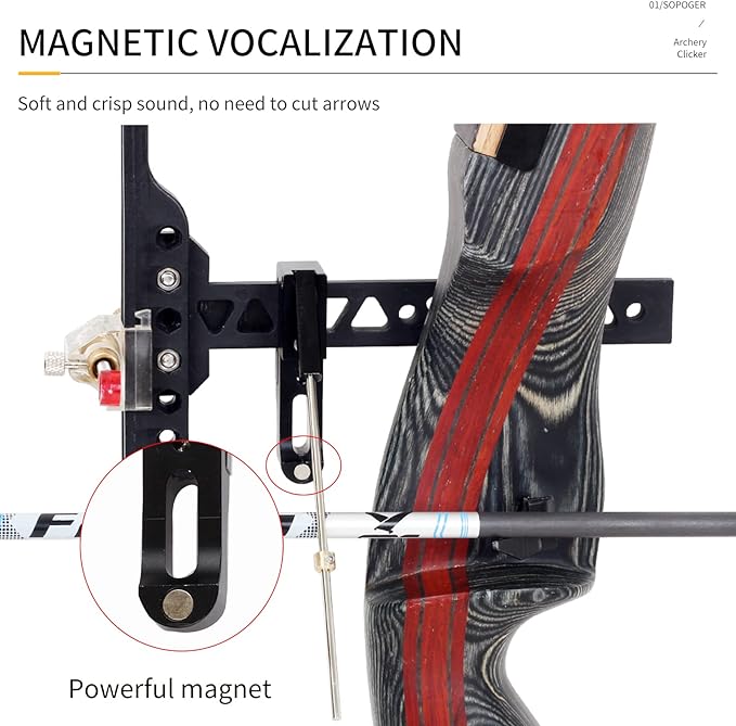 SOPOGER Archery Clicker Magnetic Recurve Bow Clicker Aluminum Bow Sight Clicker with Adjustable Slider Arrow Shooting Signal Bow Accessories for Hunting,Shooting,Competition-StrideForce Fitness