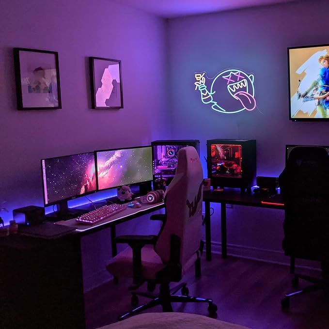 Ghost Neon Sign for Wall Decor Ghost Face Neon Light Gaming Led Neon Signs Colorful LED Neon Lights for Gaming Zone Man Cave Bedroom Decoration-StrideForce Fitness
