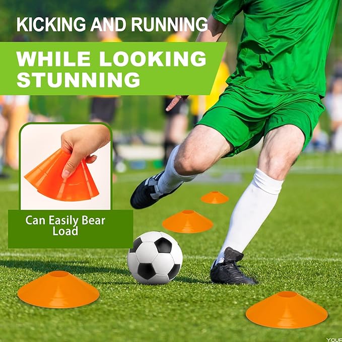 Ashsajkd(Set of 25/50/100 - Agility Soccer Cones with Carry Bag and for ， Football Cones for TrainingFootball, Basketball, Coaching, Agility Cones for Indoor and Outdoor Games-StrideForce Fitness