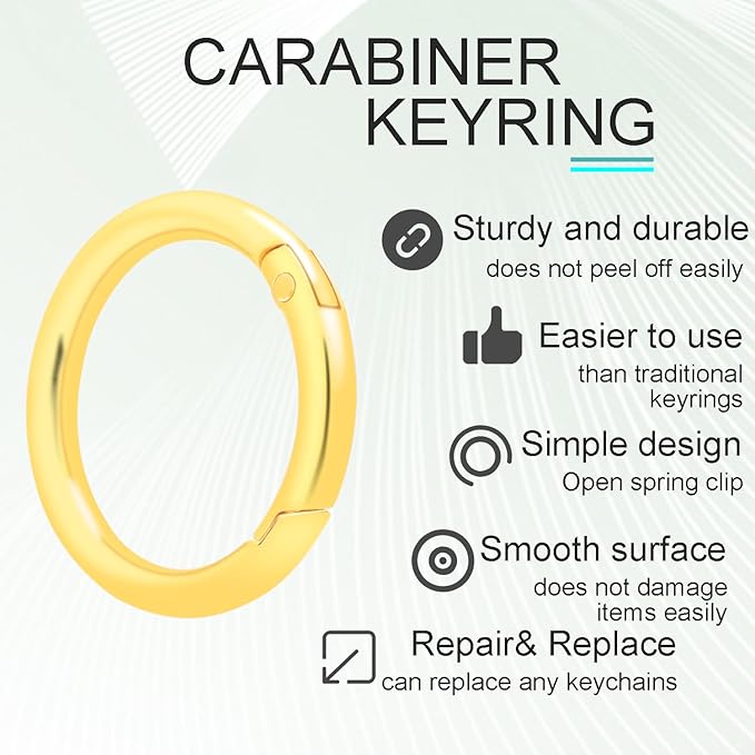 10 Pack 1-1/4" Trigger Spring O Rings, Metal Round Carabiner Clip Snap Hook, Spring Keyring Buckles for Replacement Purse Strap, Paracord Lanyard Clips, Keychain Rings Hardware DIY Crafts Making-StrideForce Fitness