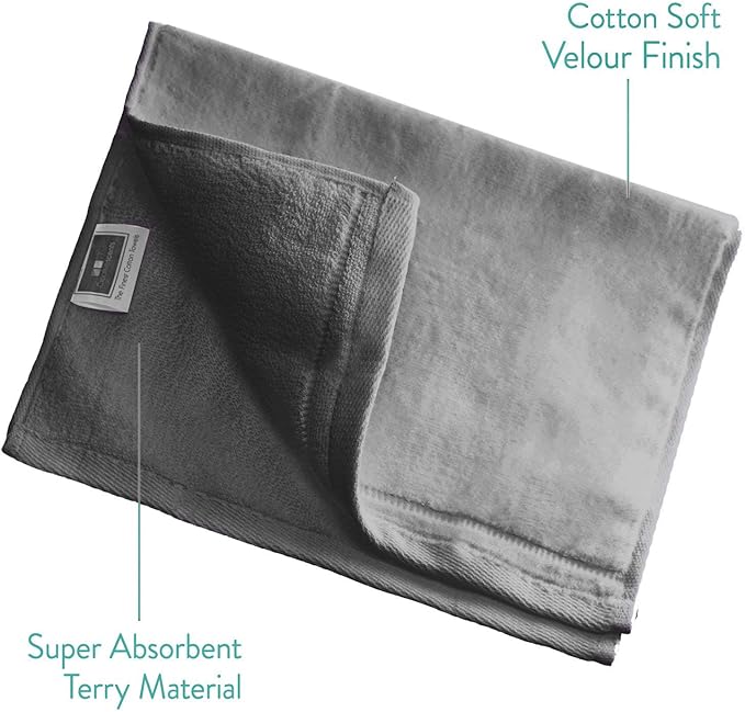 Creative Scents 100% Cotton Velour Fingertip Towels - 4 Pack 11 by 18 Inch – Decorative, Extra Absorbent and Soft Face Towel, Ideal for Bathroom and Powder Room (Gray)-StrideForce Fitness