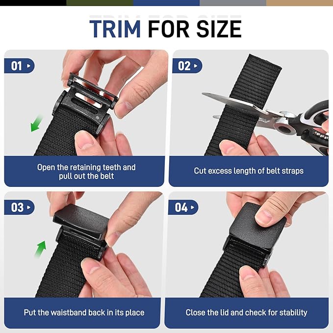 Tactical Men's Nylon Belts,5 Pack Mens Belts Casual，Military Canvas Outdoor Metal-free Belts-StrideForce Fitness