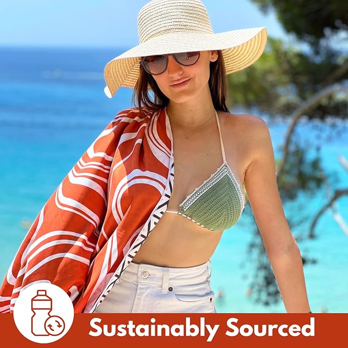 ECCOSOPHY Microfiber Beach Towel - Sand Free Towels are Quick Dry, Light Weight, Super Absorbent - Perfect Pool, Travel, Cruise, Camping Essentials - Oversized Extra Large for Adults 71x35 in-StrideForce Fitness