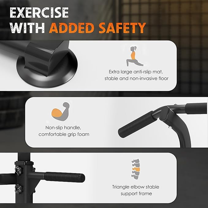 SogesHome Power Tower Pull Up Bar and Dip Station Adjustable Height Dip Stand Multi-Functional Strength Training Fitness Workout Station-StrideForce Fitness