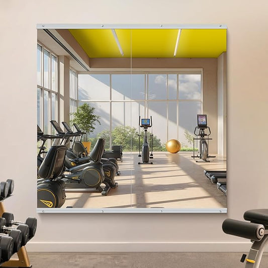 Home Gym Mirror - 48x24 Inch, 2PCS Frameless Tempered Glass Full Body Mirror for Wall Mount - Ideal for Yoga, Workout, Bedroom, Dance Studio (Silver)-StrideForce Fitness