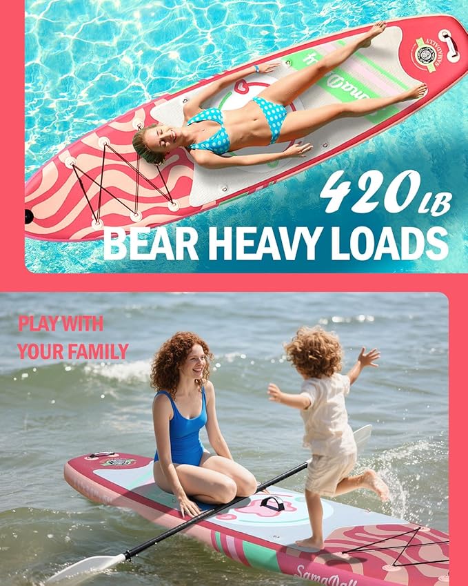 11'Stand Up Paddle Boards Surf Control with Premium SUP Board Accessories Backpack & Removable Fins, 34" Wide Inflatable Paddle Boards of All Skill Levels-StrideForce Fitness