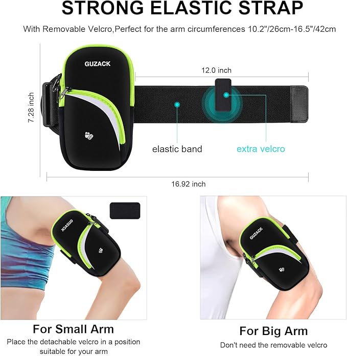 Phone Holder for Running Armband for iPhone 14 15 Pro Max 13 12 11 X XS XR 8 7 6 Plus SE Samsung Up to 6.9'' Cell Phone Arm Bands Bag with Key Card Pocket for Walking Exercise Workout Fitness-StrideForce Fitness