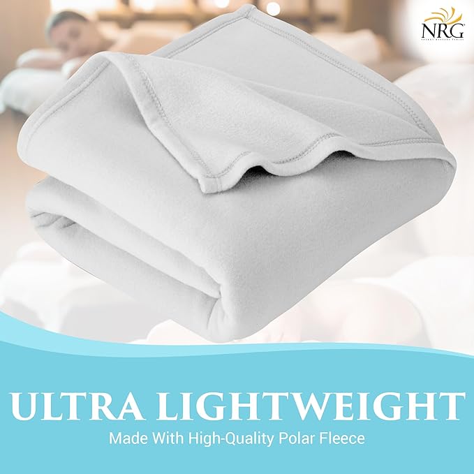 NRG Polar Fleece Blankets Fleece Massage Table Blanket - 60" x 86" - White - Ultra Soft, Warm & Comfortable - Lightweight Blanket Perfect for Most Massage Tables - Machine Washable-StrideForce Fitness