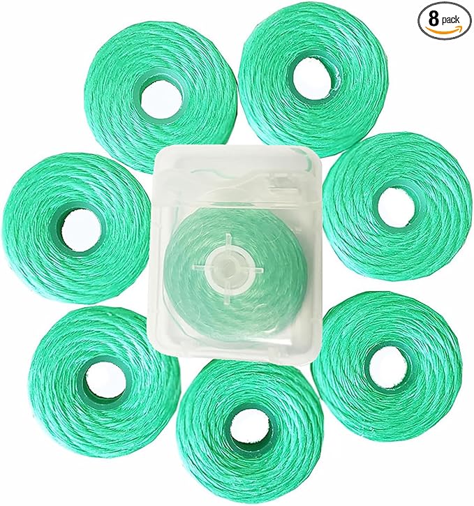 8Pcs/Pack Dental Flosser Mint Flavor Dental Floss Built-in Spool Flat Wire Replacement Core Dental Floss 50M Each(Comes with A Box for Easy Carrying) (Green)