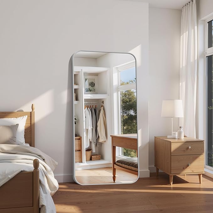 FORBATH 30x60 Inch Silver Bathroom Mirror for Over Sink, Large Rectangular Wall Mirror with Metal Frame, Rounded Corners for Bathroom, Bedroom, Entryway Decor (Horizontal or Vertical)-StrideForce Fitness