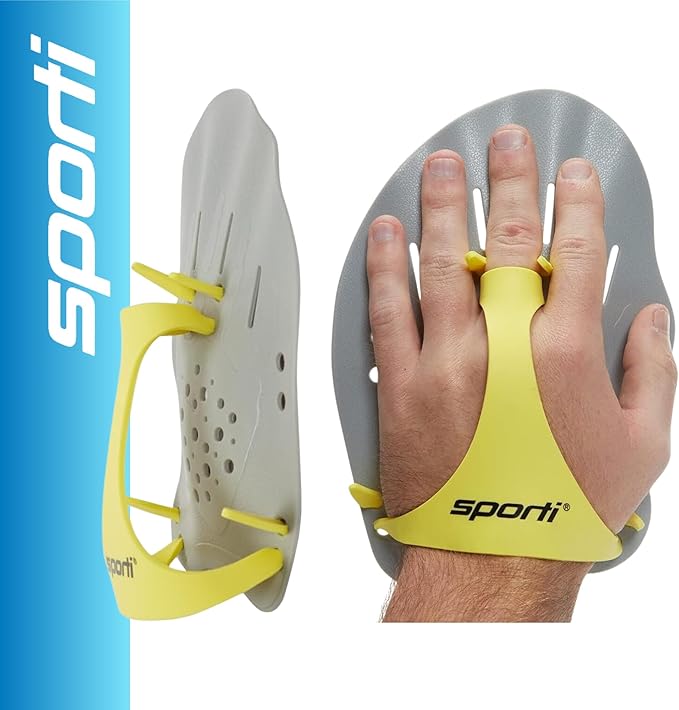 Sporti Hand Paddles for Swimming - Lightweight Swimming Paddles, Adjustable Silicone Straps-StrideForce Fitness