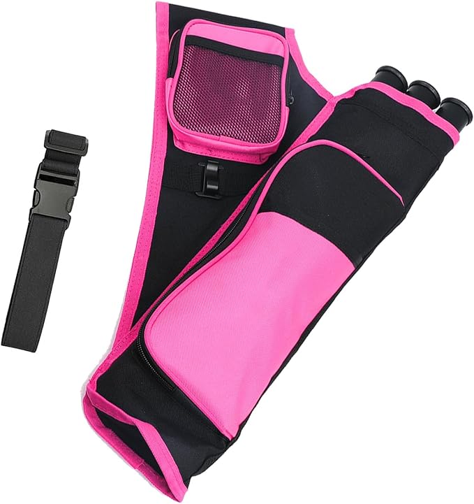 3-Tubes Hip Quiver Waist Hanged Archery Arrow Carry Bag with Pockets Adjustable Belt for Hunting, Target Practice, and Outdoor Shooting, Fits Both Youth and Adults-StrideForce Fitness