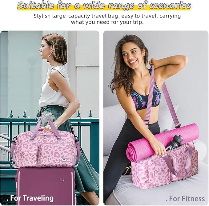 FIORETTO Women's Gym Duffle Bag with Shoes Compartment, 37L Capacity, Ideal for Travel, Gym, Sports, Duffel, Weekender-StrideForce Fitness