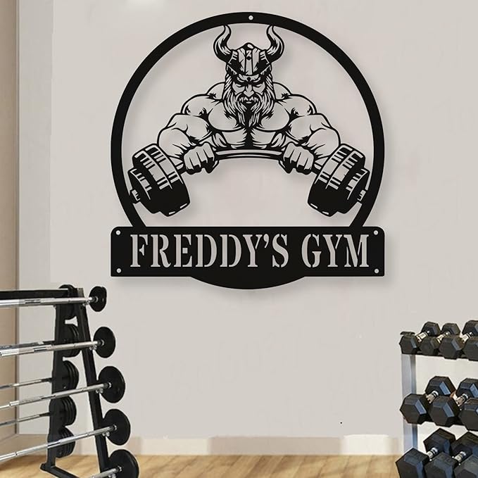 Custom Name Gym Metal Sign Personalized Fitness Wall Art Decor for Home, Workout Room, Garage, Powerlifting Center, Motivational Gift for Women, Men, Dad, Papa, Grandpa, Mother, Sister, Girls-StrideForce Fitness