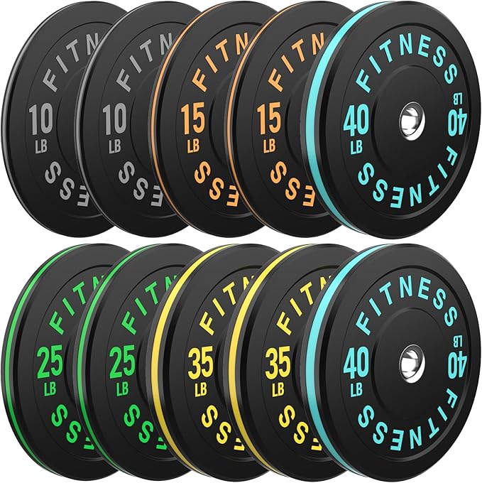 2 Inch Bumper Plates，10-500lbs，Barbell Rubber Olympic Weight Plates Set for Home Gym, Strength Training & Weight Lifting, Multiple Options Colors-StrideForce Fitness