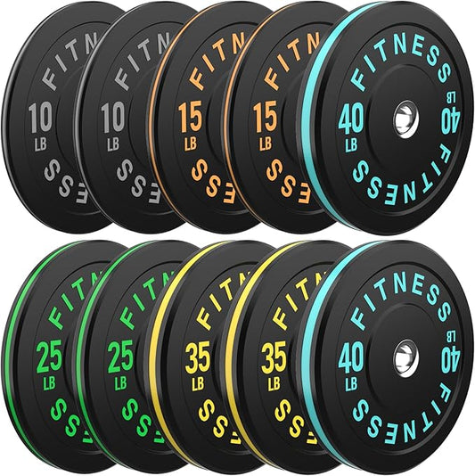 2 Inch Bumper Plates，10-500lbs，Barbell Rubber Olympic Weight Plates Set for Home Gym, Strength Training & Weight Lifting, Multiple Options Colors-StrideForce Fitness
