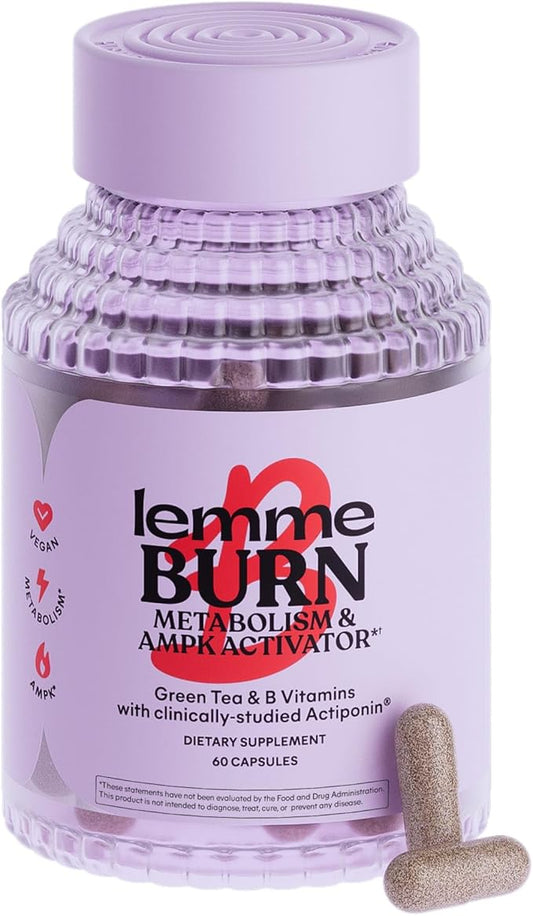 Lemme Burn - Metabolism, Belly Fat Burning + AMPK Activating Supplement for Men & Women w/Clinically Studied Actiponin Gynostemma, Green Tea Extract, Vitamins B6 & B12 - Gluten Free, 60 Count-StrideForce Fitness