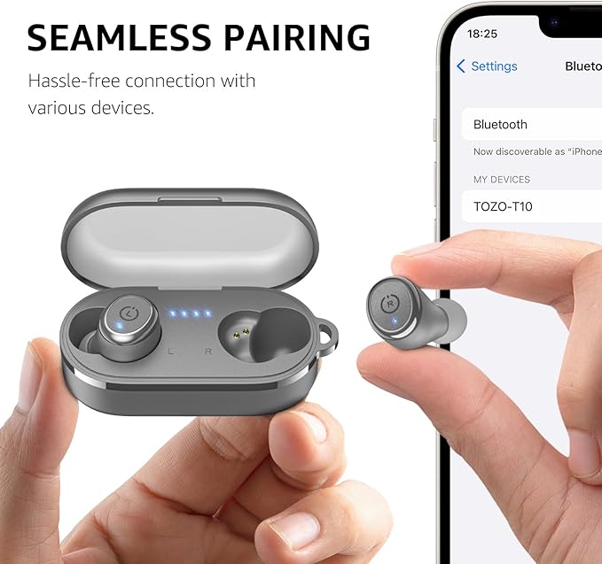 TOZO T10 Wireless Earbuds Bluetooth 5.3 Headphones, App Customize EQ, Ergonomic Design, 55H Playtime, Wireless Charging Case, IPX8 Waterproof Sound in-Ear Headset, 2025 New Version-StrideForce Fitness
