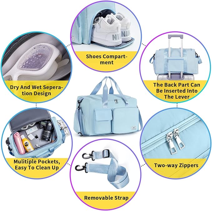 FIORETTO Women's Gym Duffle Bag with Shoes Compartment, 37L Capacity, Ideal for Travel, Gym, Sports, Duffel, Weekender-StrideForce Fitness