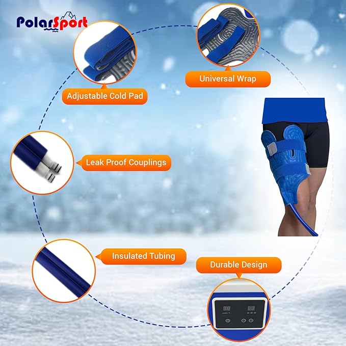 Cold Therapy Machine by Polar Sport - Ice Water Circulation System with Large Adjustable Cold Pad for Pain in The Knee, Shoulder, Ankle, Neck and Recovery After Surgery with Pump (Large)-StrideForce Fitness