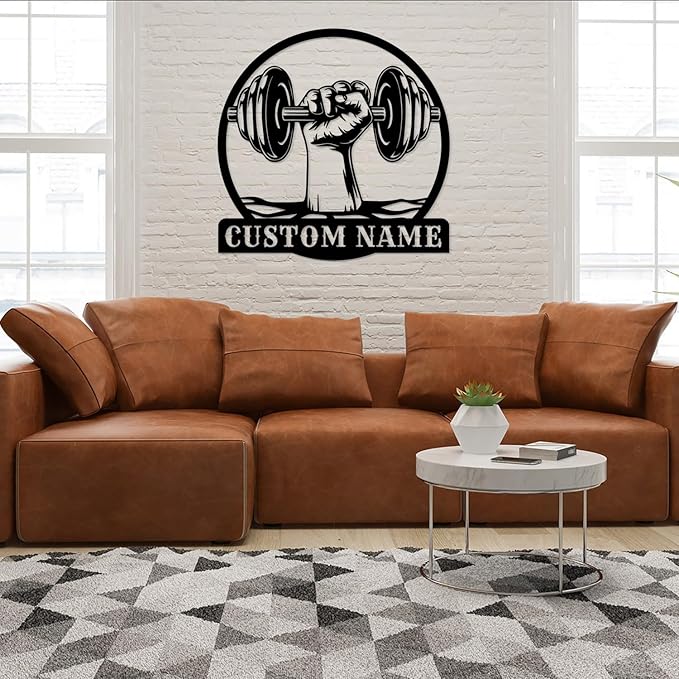 Customized Metal Gym Name Sign, Personalized Sports Room Wall Art,Metal Gym Sign,Unique Fitness Wall Sign, Gym Lovers Unique Gift, Gym Wall Art,Training Center Sign (Style-15)-StrideForce Fitness