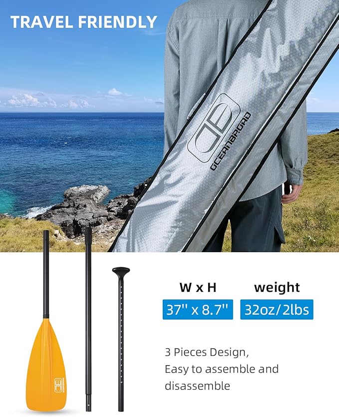 OCEANBROAD SUP Paddle - Adjustable Stand-Up Paddle for Paddleboard Kayak, Adjustable Aluminum Alloy Shaft with Reinforced Nylon Blades-StrideForce Fitness