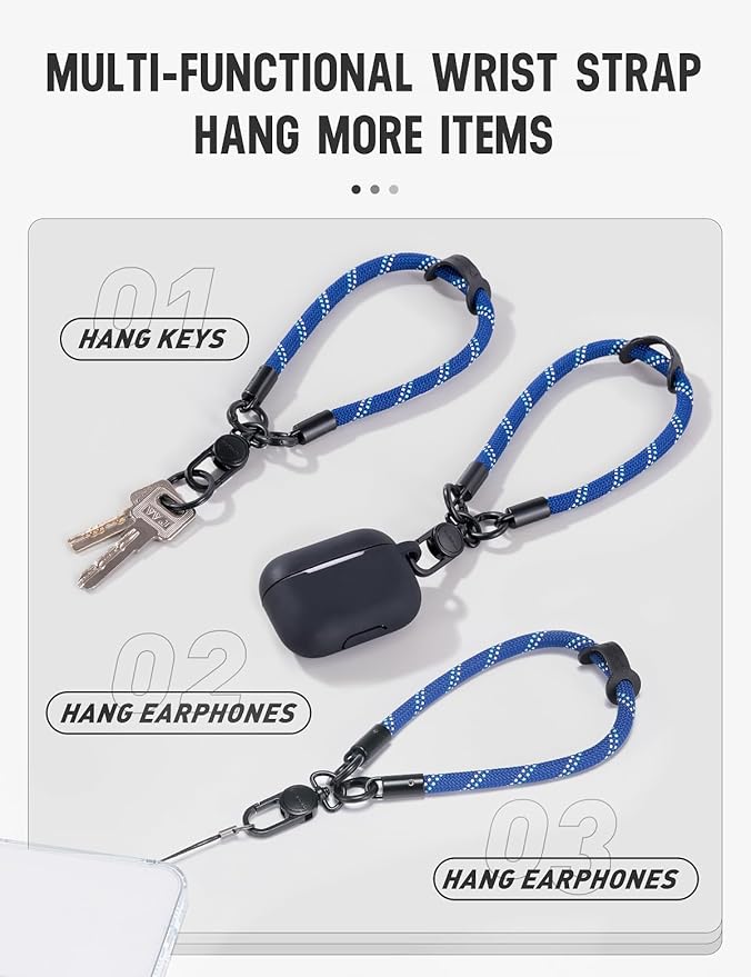 project-cb Phone Wrist Strap×1,Phone Tether Tab×2,Phone Wristlet,Phone Lanyard Wrist Strap,Key Holder,KeyChain,Key Ring×2(Titanblue-S)-StrideForce Fitness